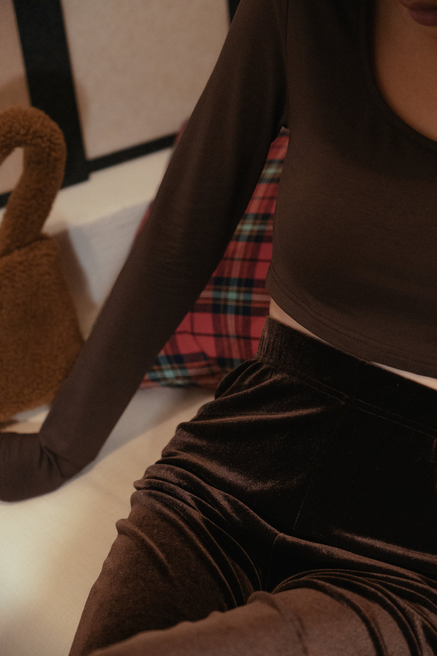 Round Neck Second Skin Top - Choco