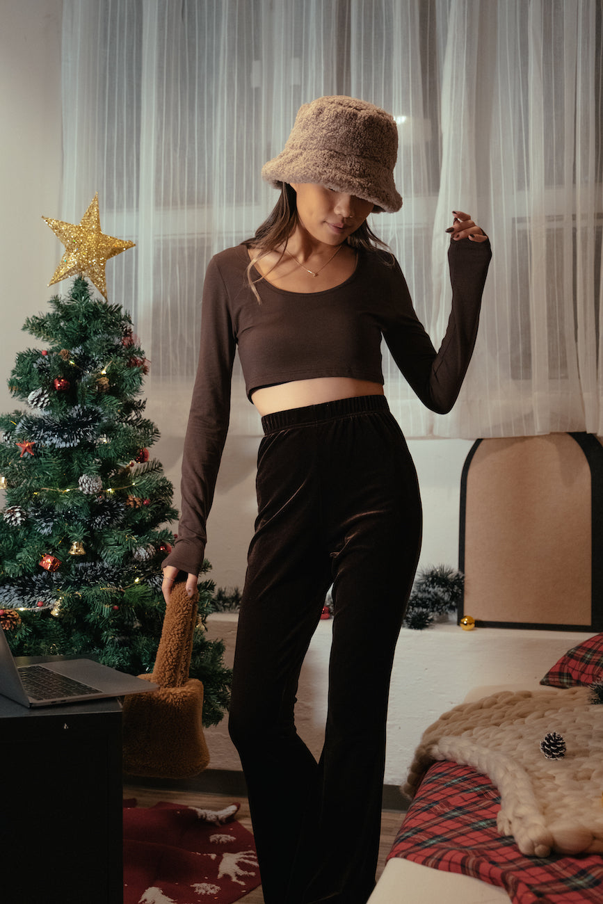 Round Neck Second Skin Top - Choco