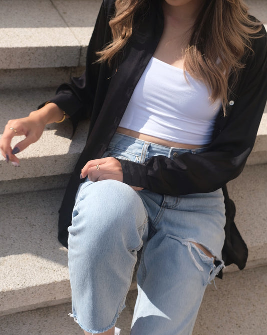 SALE - Pretty Silky Shirt - Black