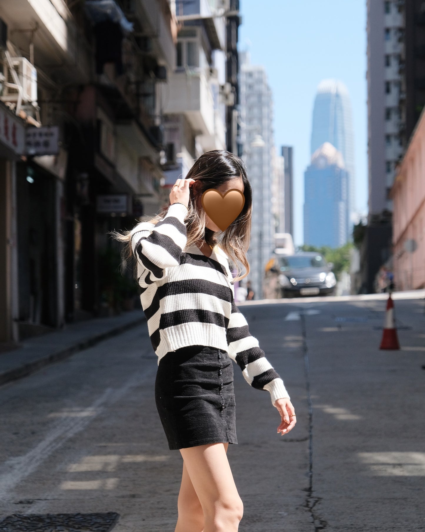 Stripes Polo Collar Oversized Sweater