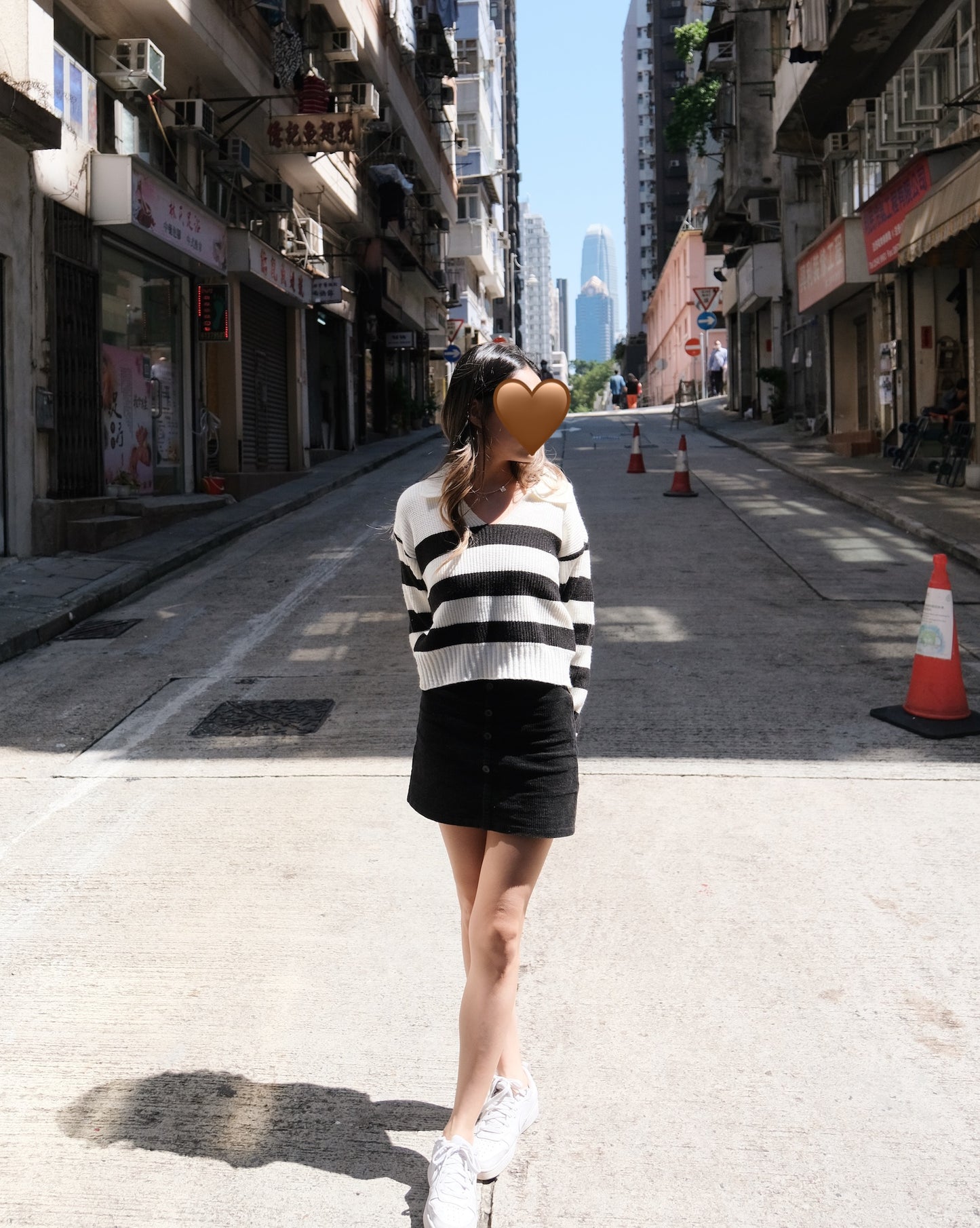 Stripes Polo Collar Oversized Sweater