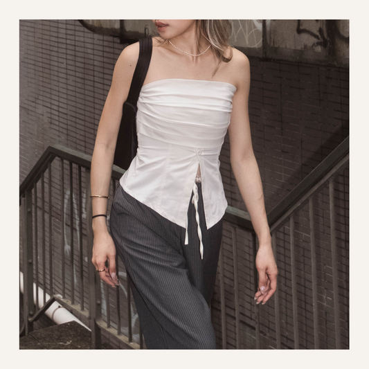 [ 型格鈕扣 Tube Top ] Mercury Button Up Tube Top - 2 colours