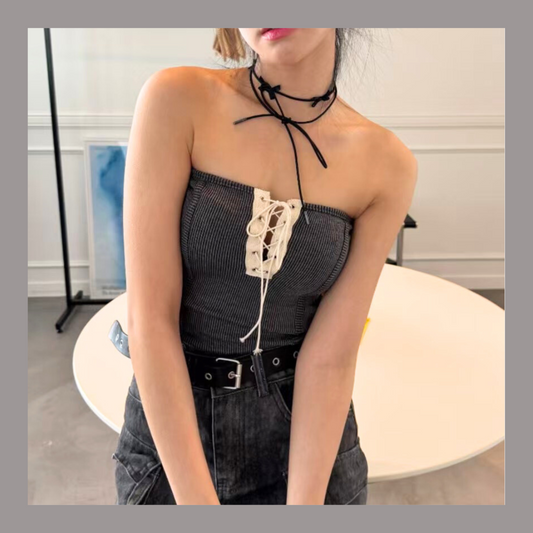 [ 🆕 復古玩味 🎱⋆⭒˚.⋆ 小性感 padded top ] Padded Tie Up Top - 3 colours