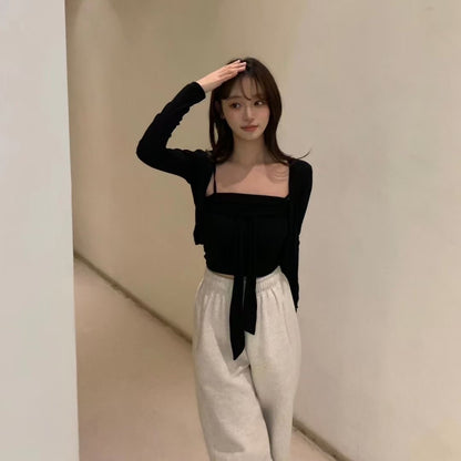 [ 超柔軟觸感 2 件套 ] Ribbon in Heart Bolero Set - 4 colours