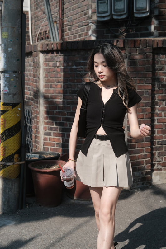 [ 韓國連線 🇰🇷 低調小細節~ 西部牛仔百褶裙 ] Cowgirl In Town Pleated Skirt (with belt) - 3 colours
