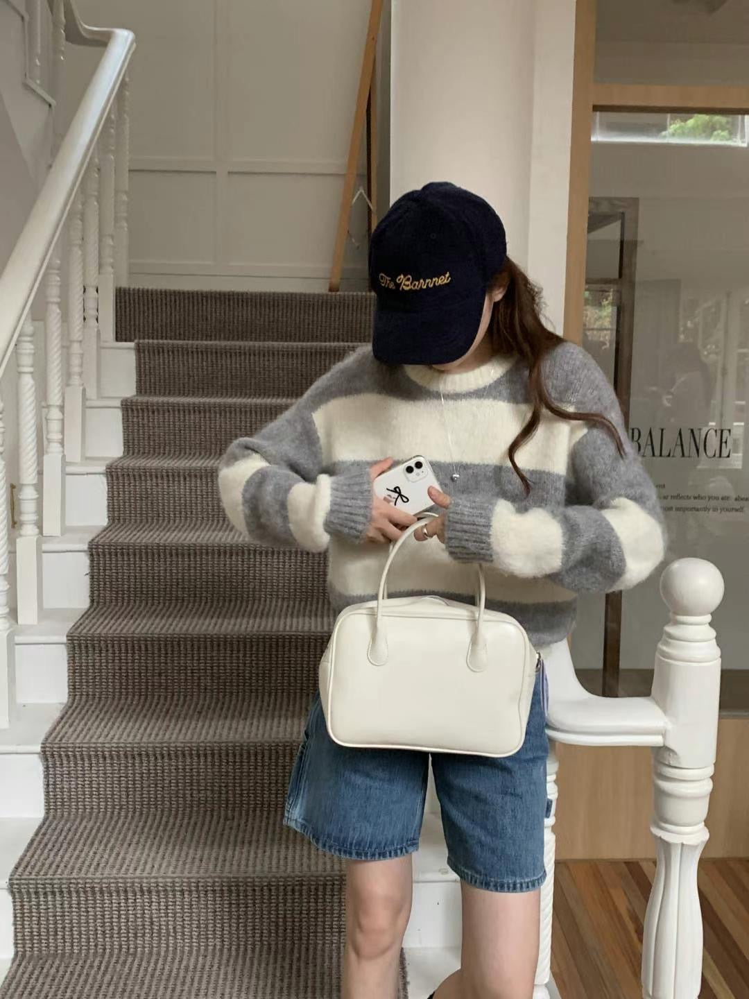 [ 棉花糖橫間冷衫 ] So Soft Sweetie Sweater Stripes - Grey
