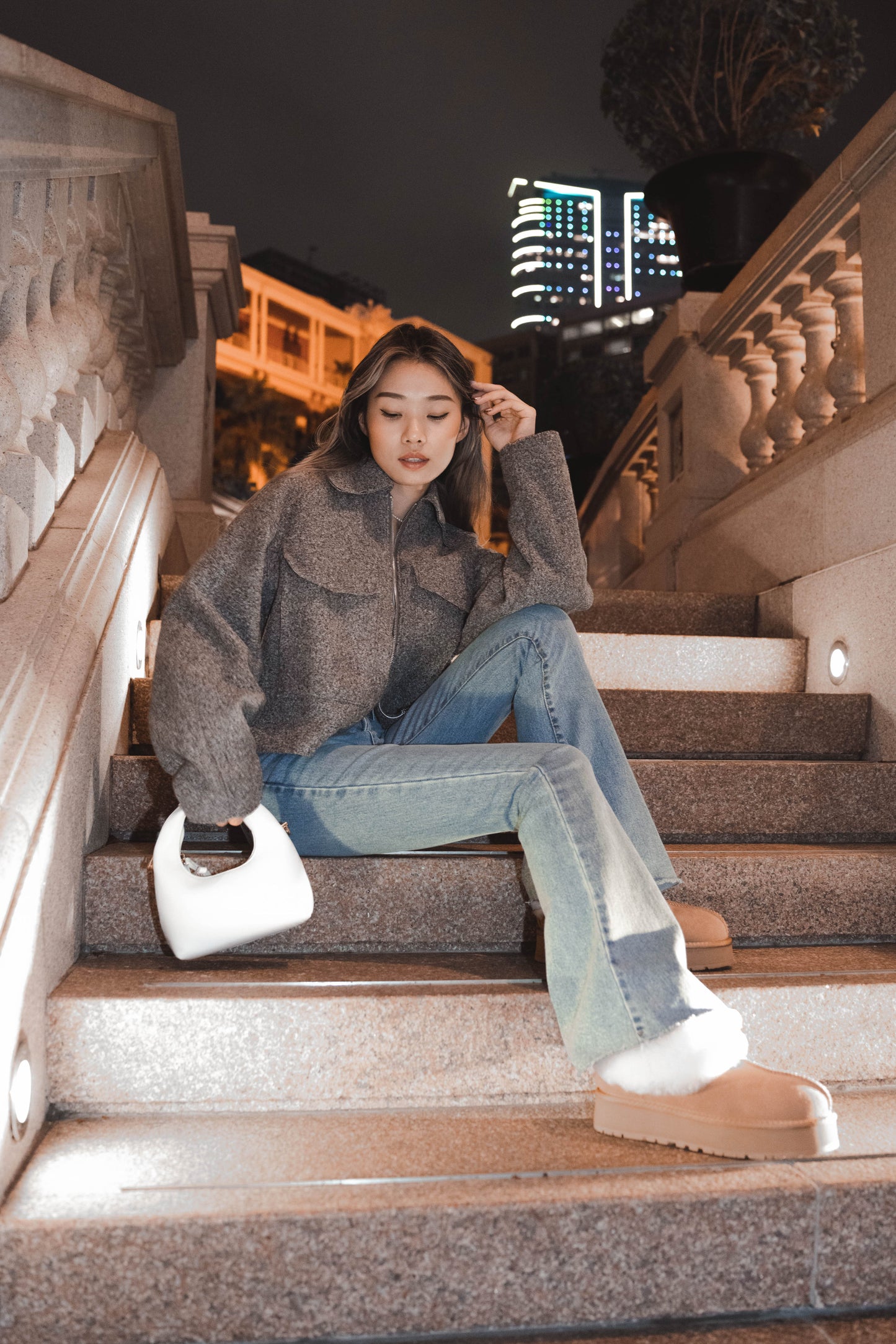 [ 高級感! 簡約灰 Tone 外套 ] Grey Tone Bumper Jacket