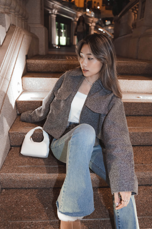 [ 高級感! 簡約灰 Tone 外套 ] Grey Tone Bumper Jacket