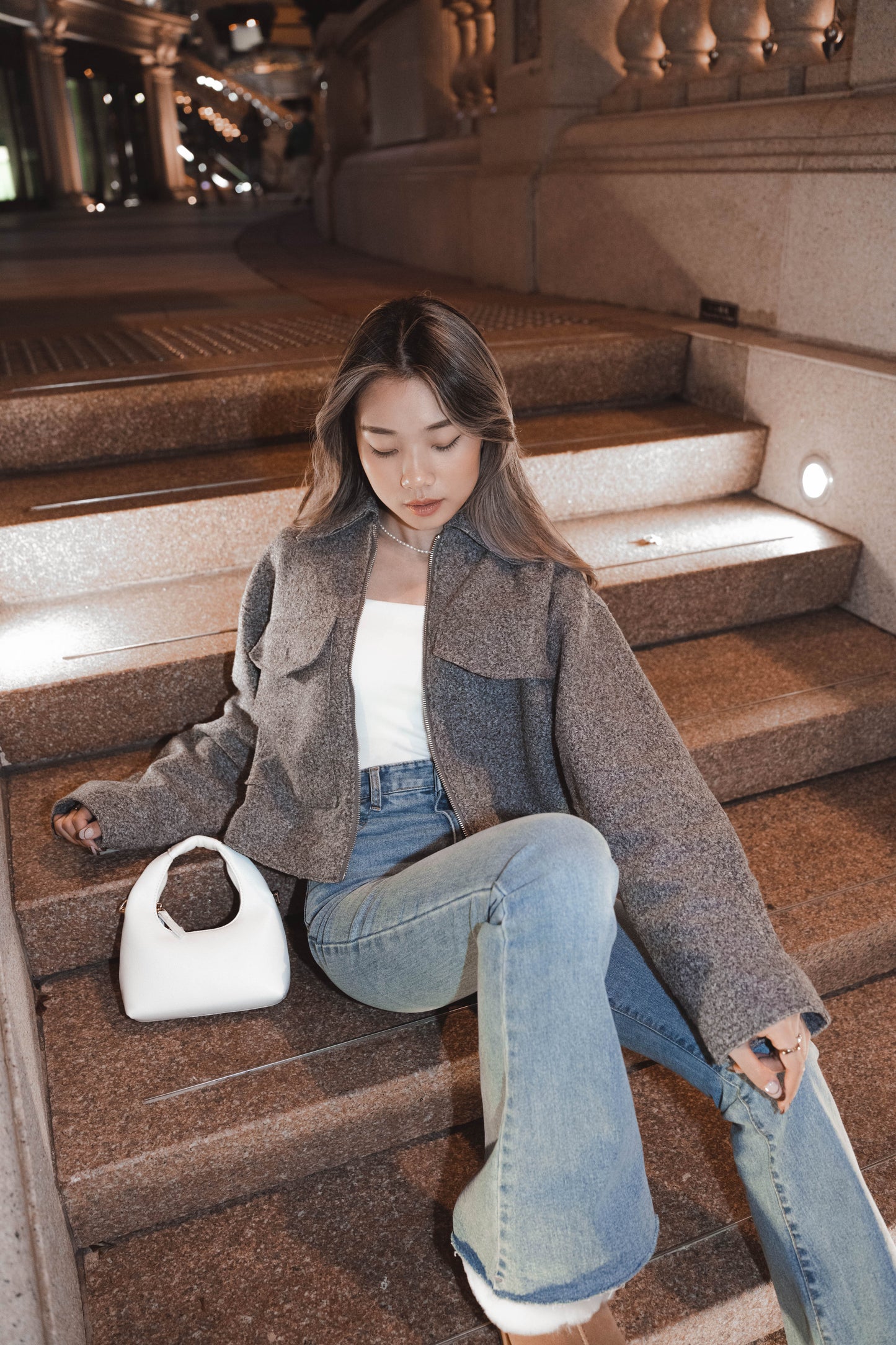 [ 高級感! 簡約灰 Tone 外套 ] Grey Tone Bumper Jacket