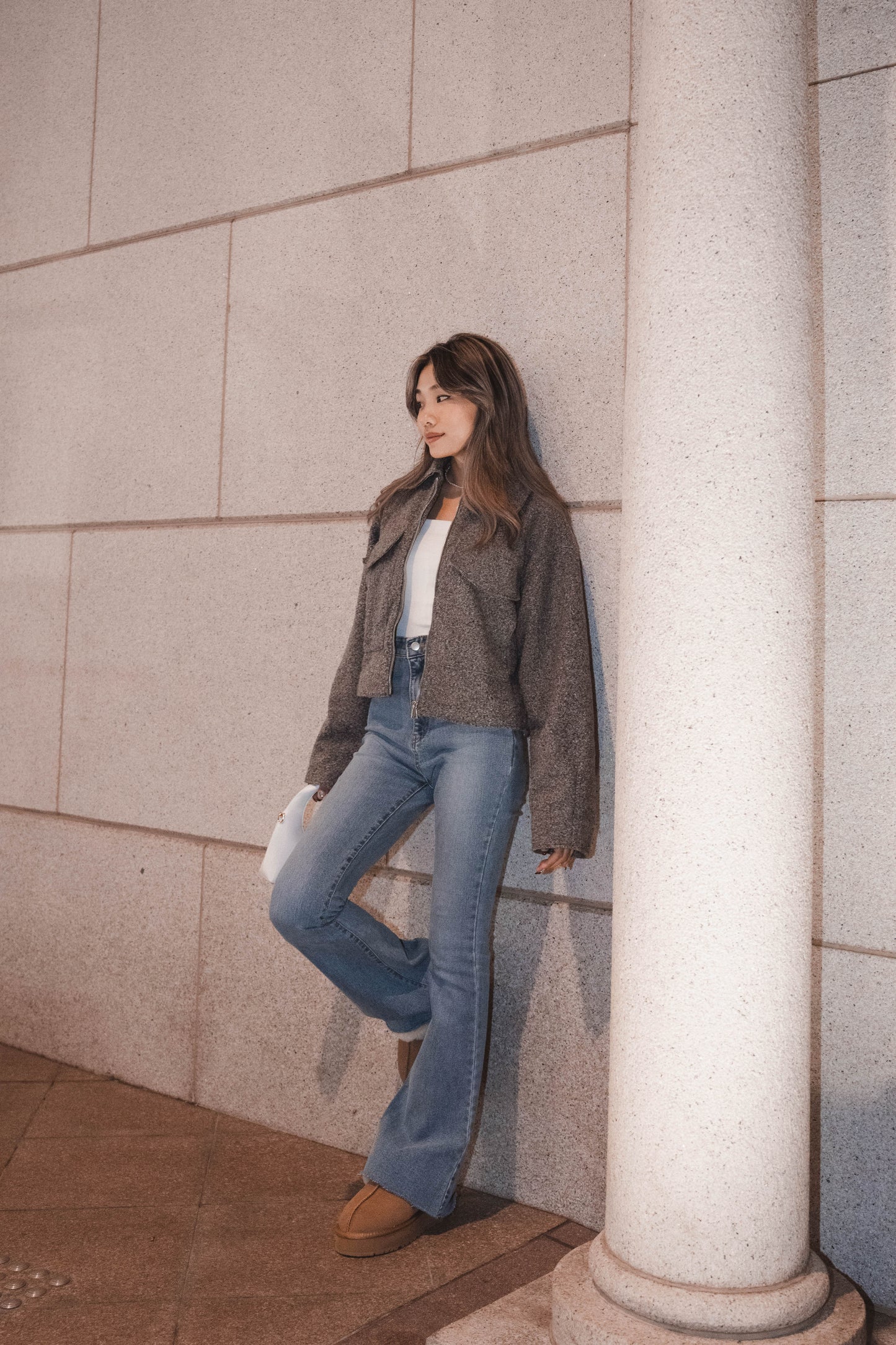 [ 高級感! 簡約灰 Tone 外套 ] Grey Tone Bumper Jacket