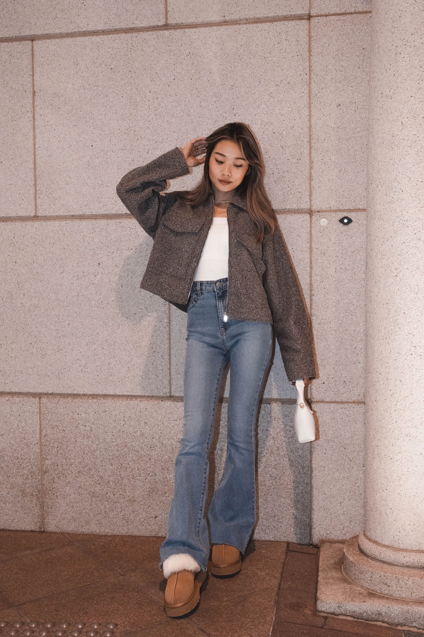 [ 高級感! 簡約灰 Tone 外套 ] Grey Tone Bumper Jacket