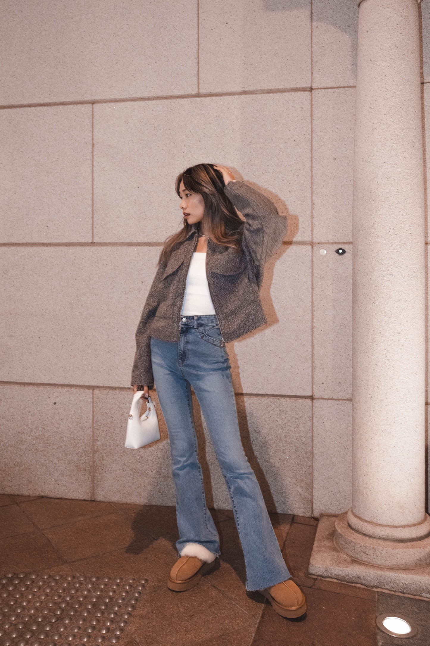 [ 高級感! 簡約灰 Tone 外套 ] Grey Tone Bumper Jacket