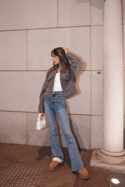 [ 高級感! 簡約灰 Tone 外套 ] Grey Tone Bumper Jacket
