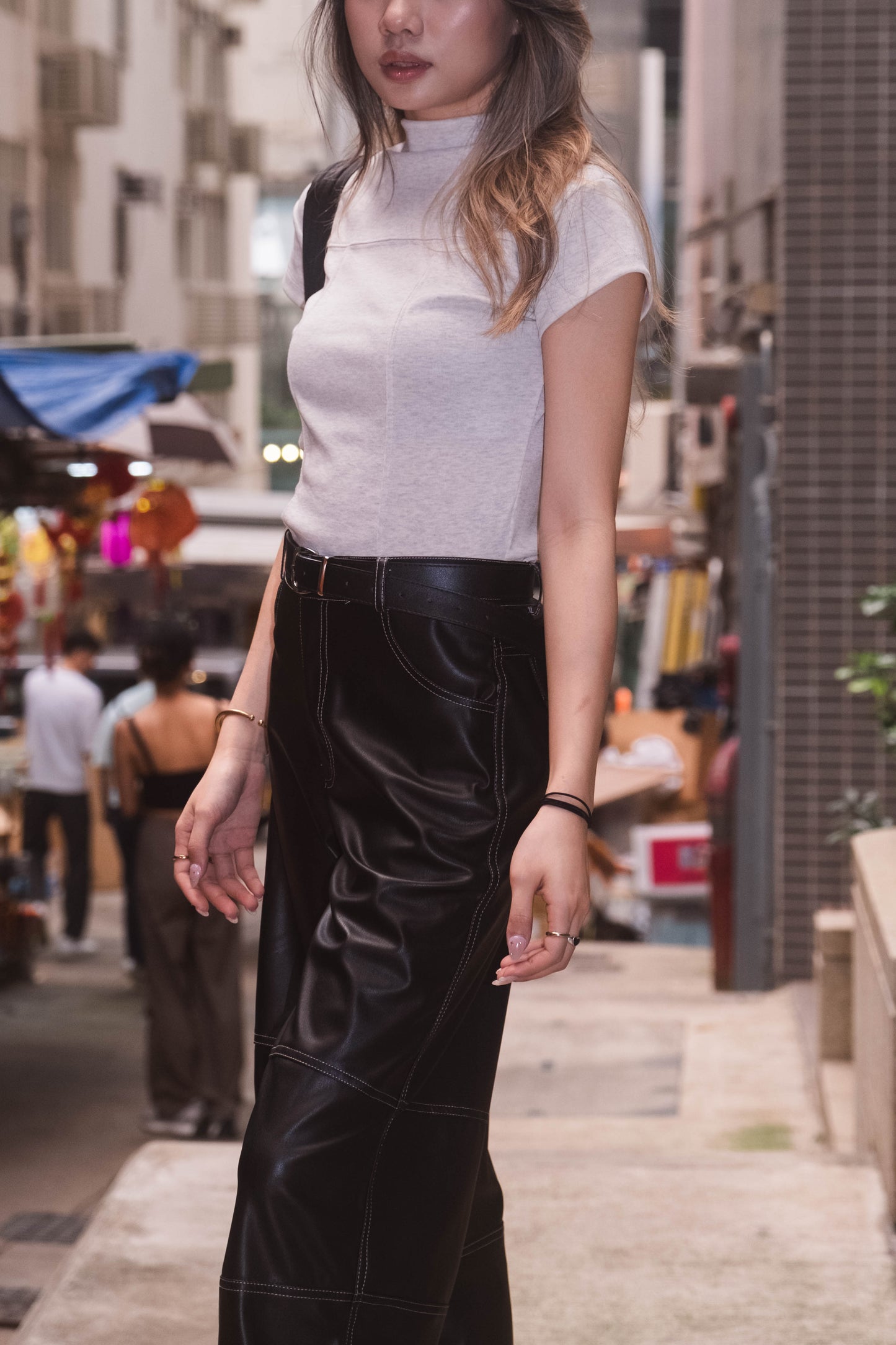 [ 輕量版 ! 直筒闊腳皮褲 ] Lightweight Faux Leather Wide Leg Pants