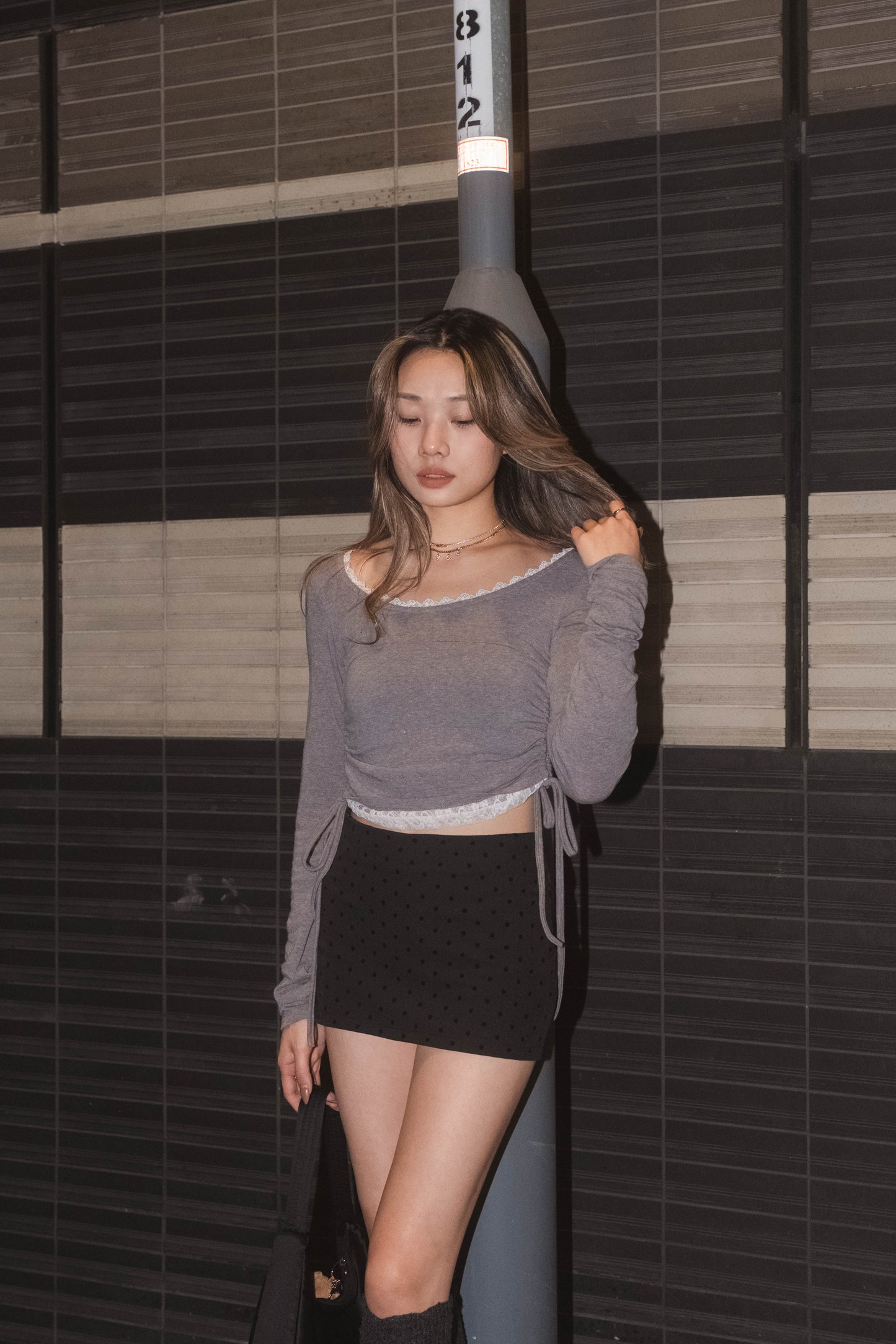 [ 簡單有亮點！Lace 邊 Top ] Twinkle Lace Long Sleeve Top - 3 colours