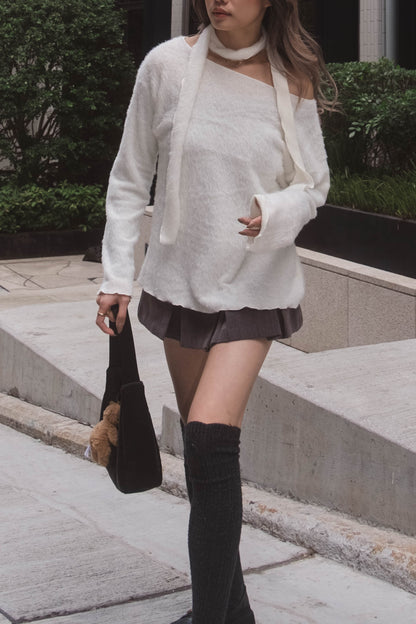 [ 鬆弛感 max! 超軟熟毛毛 top ] Comfy Bunny Top (with skinny scarf) - 3 colours