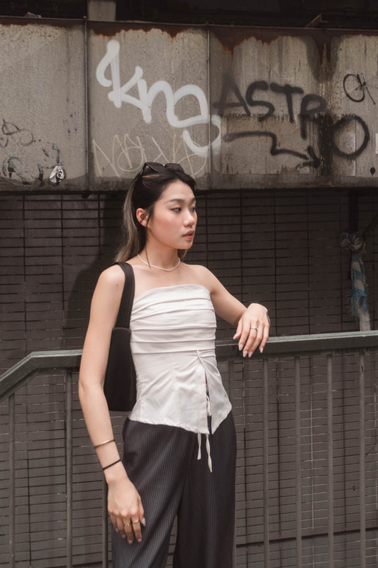 [ 型格鈕扣 Tube Top ] Mercury Button Up Tube Top - 2 colours