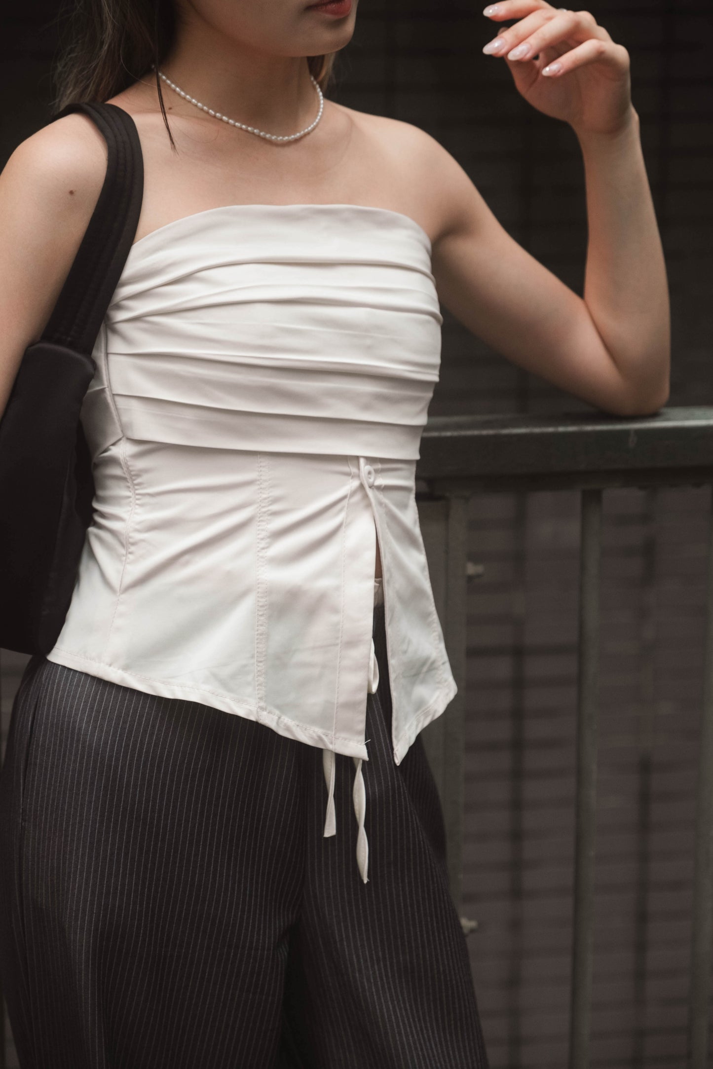 [ 型格鈕扣 Tube Top ] Mercury Button Up Tube Top - 2 colours