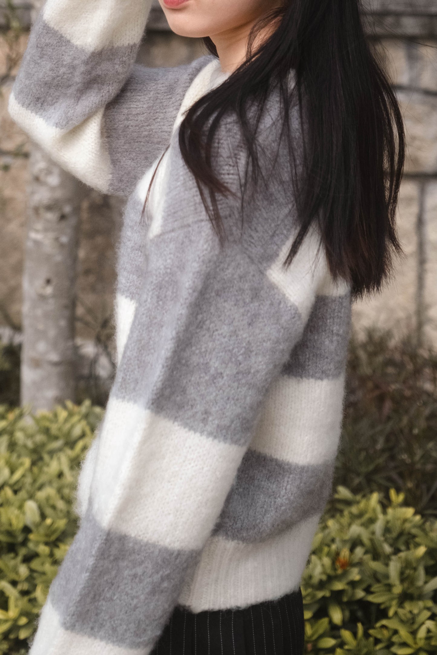 [ 棉花糖橫間冷衫 ] So Soft Sweetie Sweater Stripes - Grey