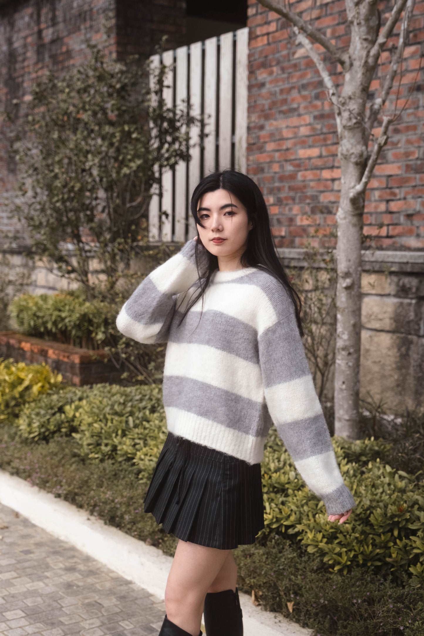 [ 棉花糖橫間冷衫 ] So Soft Sweetie Sweater Stripes - Grey