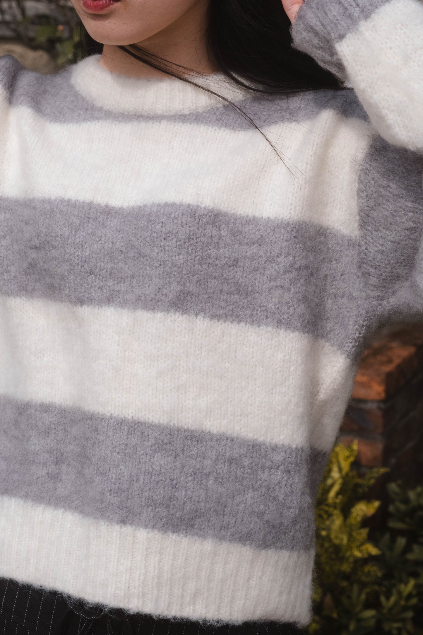 [ 棉花糖橫間冷衫 ] So Soft Sweetie Sweater Stripes - Grey