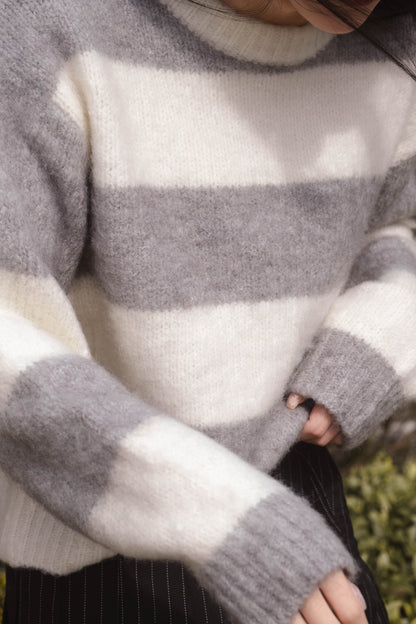 [ 棉花糖橫間冷衫 ] So Soft Sweetie Sweater Stripes - Grey