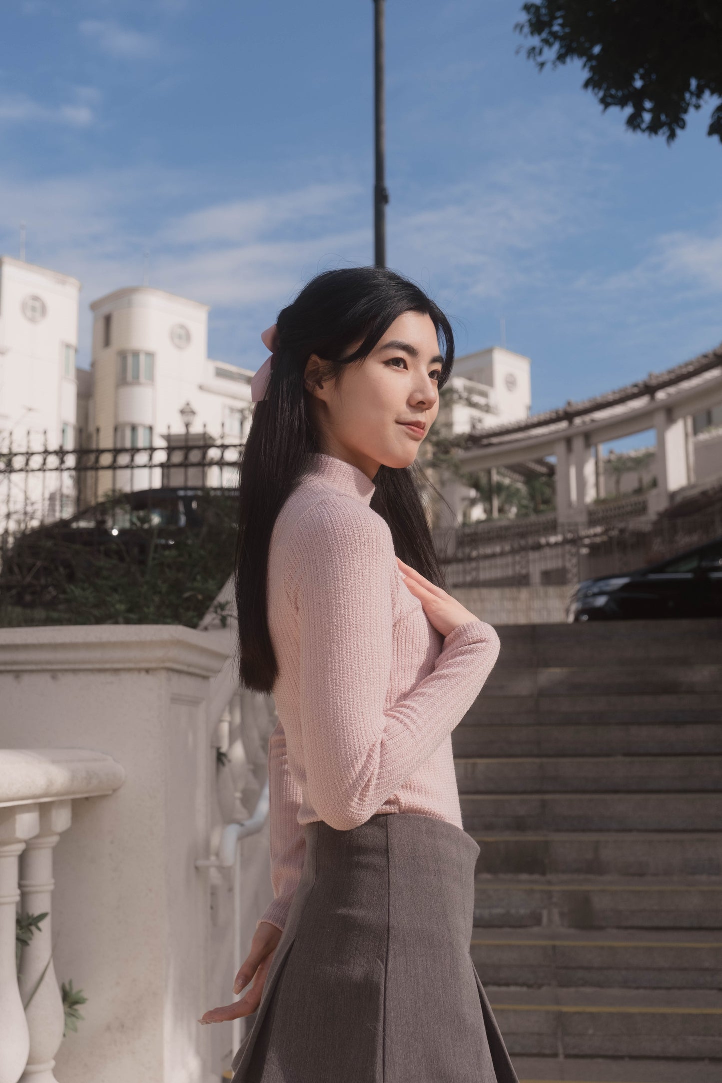 [ 必入手! 綁帶蝴蝶結針織 top ] Bow On Hand Top - Pink