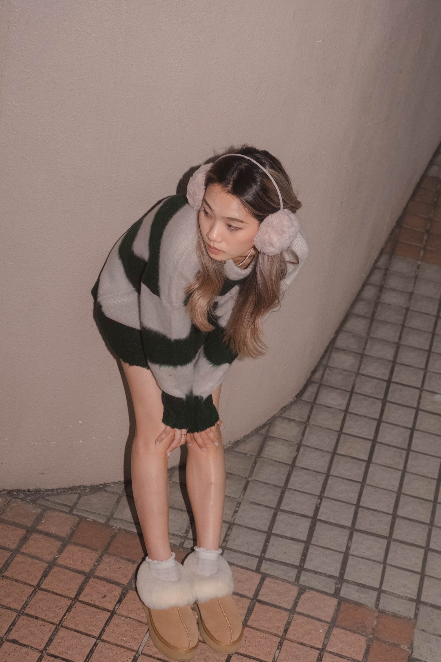 [ 重磅! 毛毛針織粗間 top ] Greenland Oversized Fluffy Sweater Stripes