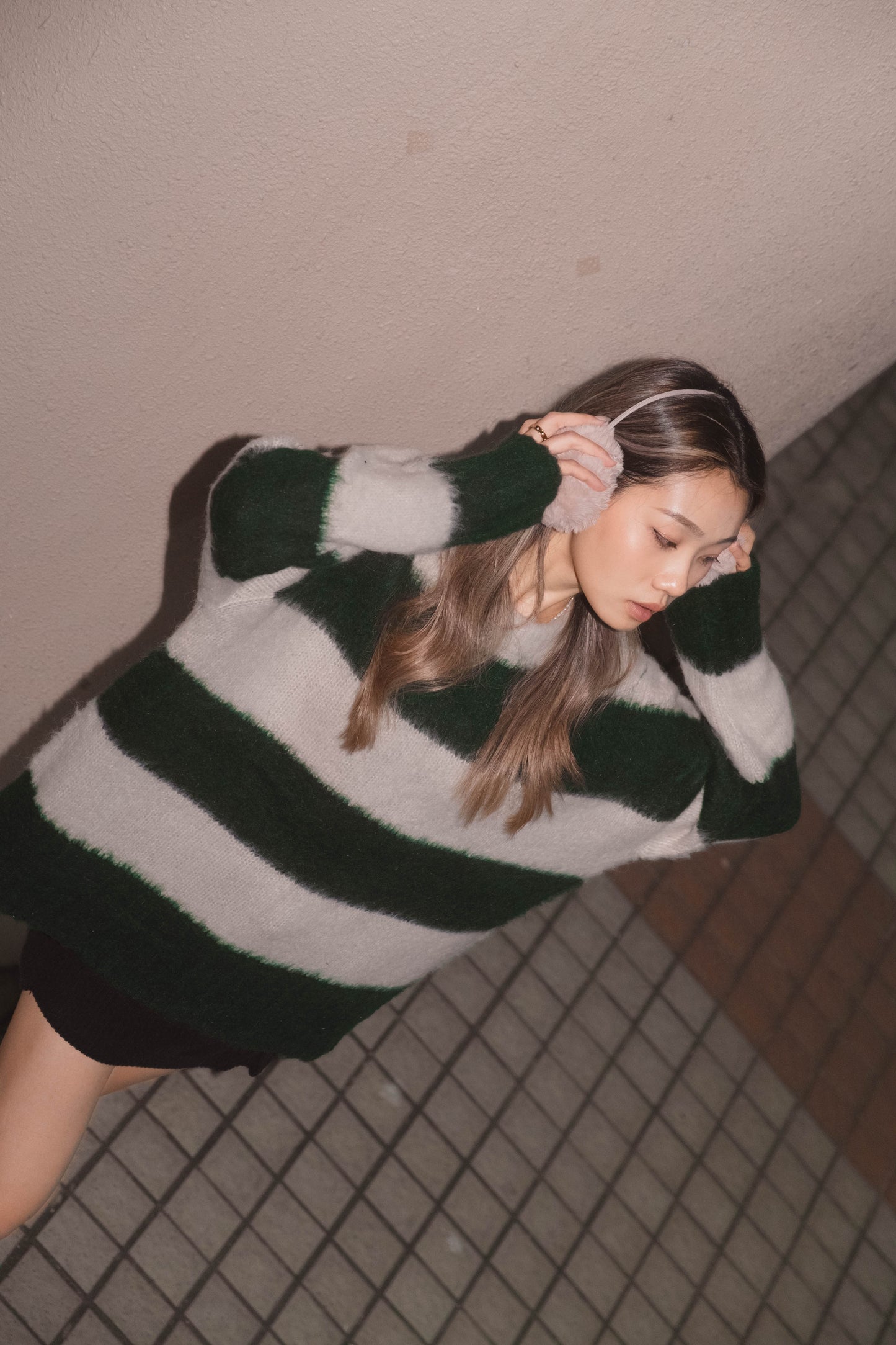 [ 重磅! 毛毛針織粗間 top ] Greenland Oversized Fluffy Sweater Stripes