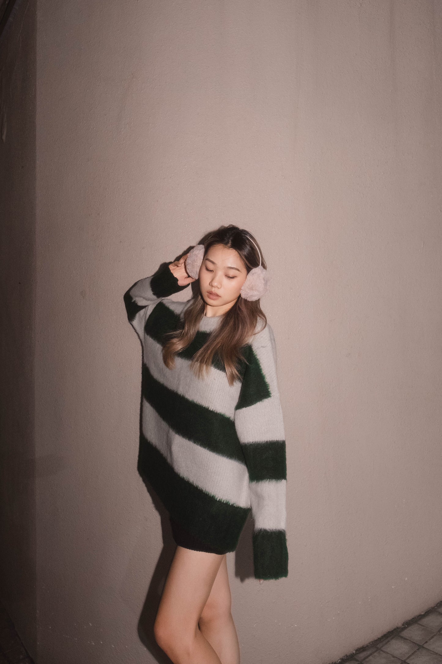 [ 重磅! 毛毛針織粗間 top ] Greenland Oversized Fluffy Sweater Stripes