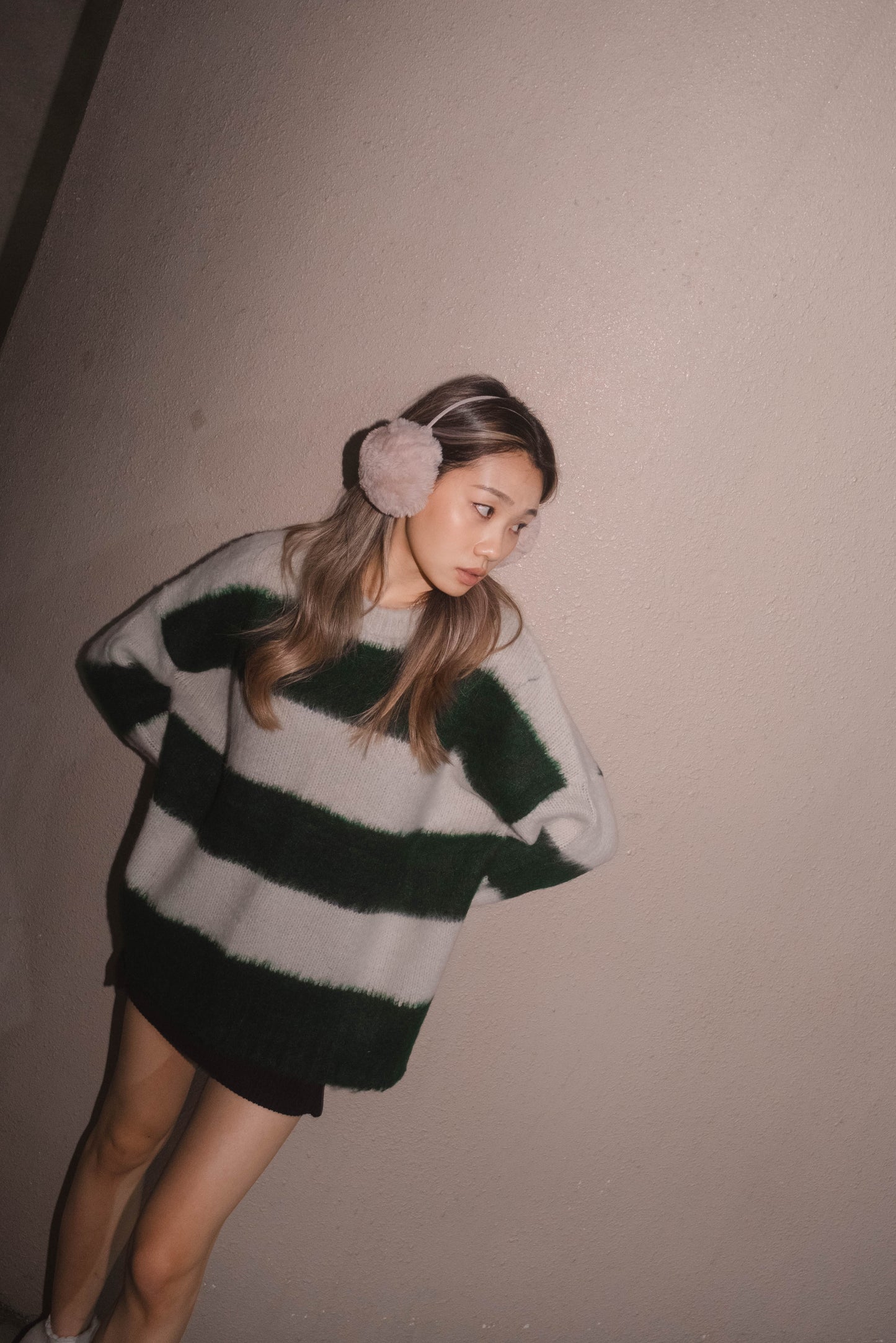 [ 重磅! 毛毛針織粗間 top ] Greenland Oversized Fluffy Sweater Stripes