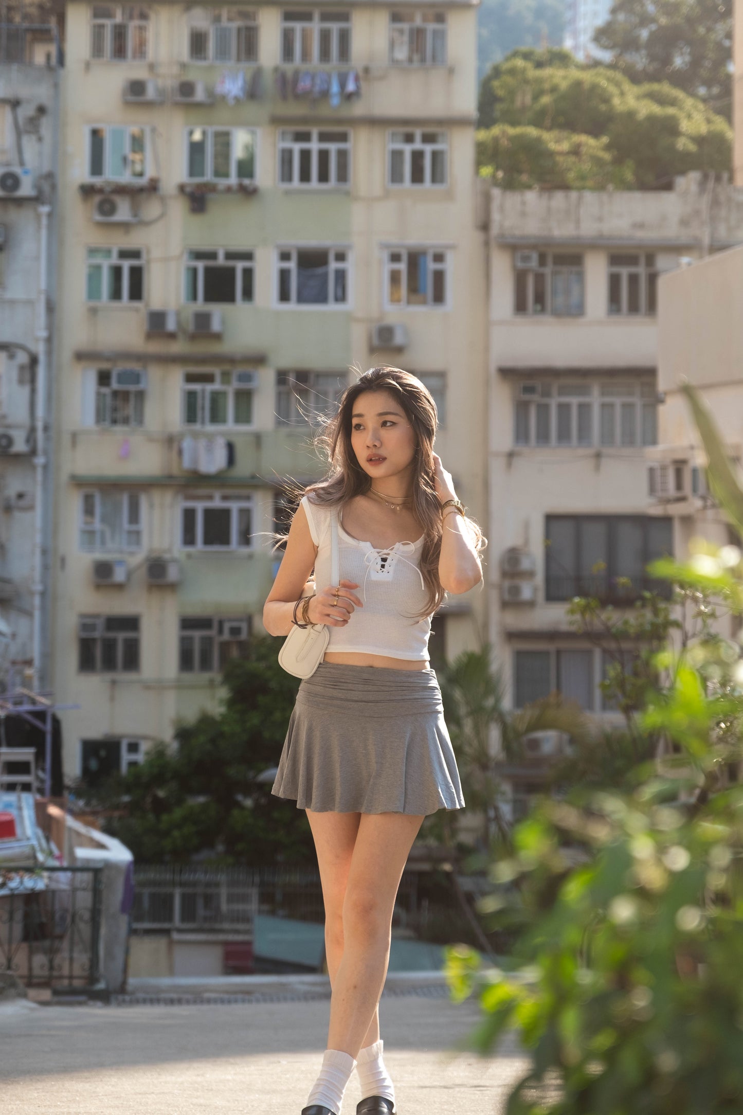 [ 簡約中的小性感 💖🪽 窩夫格親膚綁帶 top ]  Waffle Tie-Up Baby Tee - 3 colours