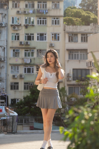 [ 簡約中的小性感 💖🪽 窩夫格親膚綁帶 top ]  Waffle Tie-Up Baby Tee - 3 colours