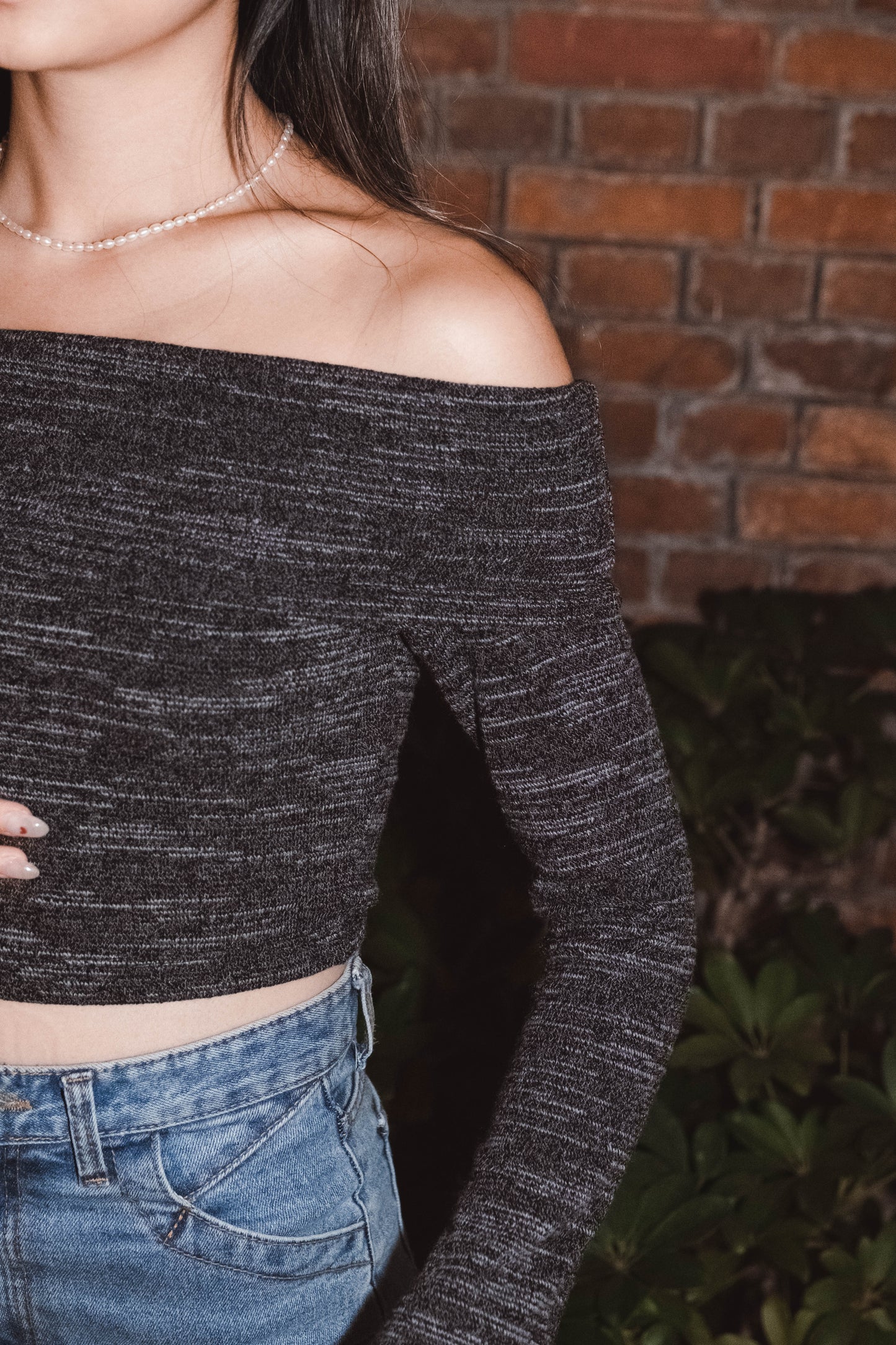 [ 氣質 get~ 混針針織一字膊 ] Low Key Off Shoulder Long Sleeve Top