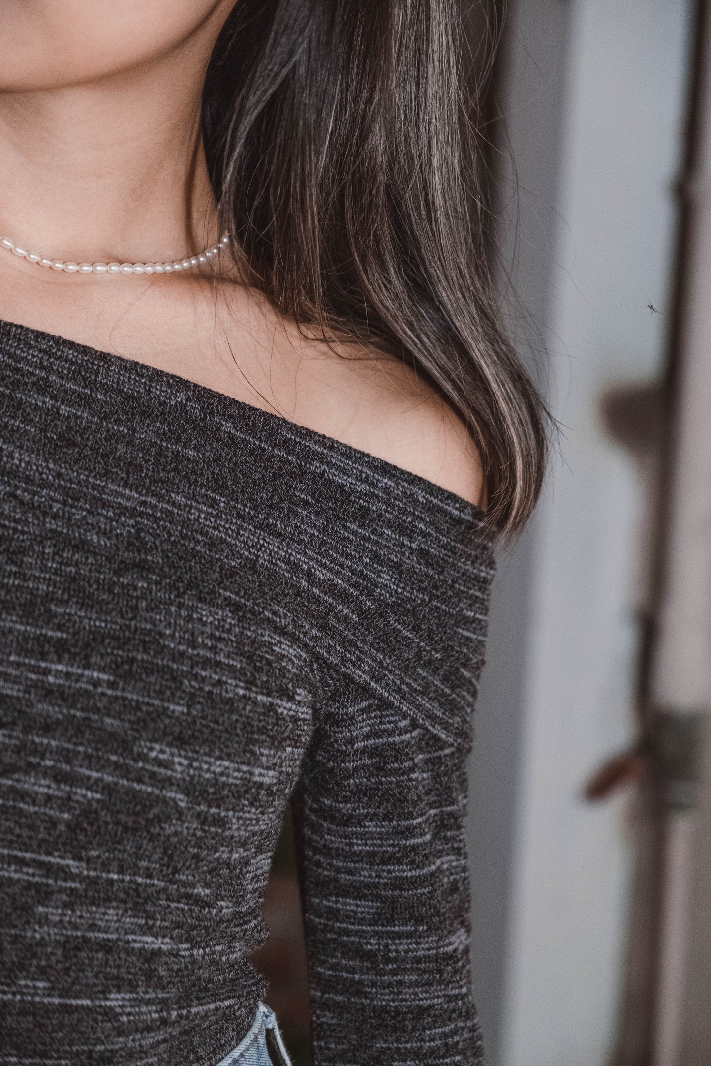 [ 氣質 get~ 混針針織一字膊 ] Low Key Off Shoulder Long Sleeve Top