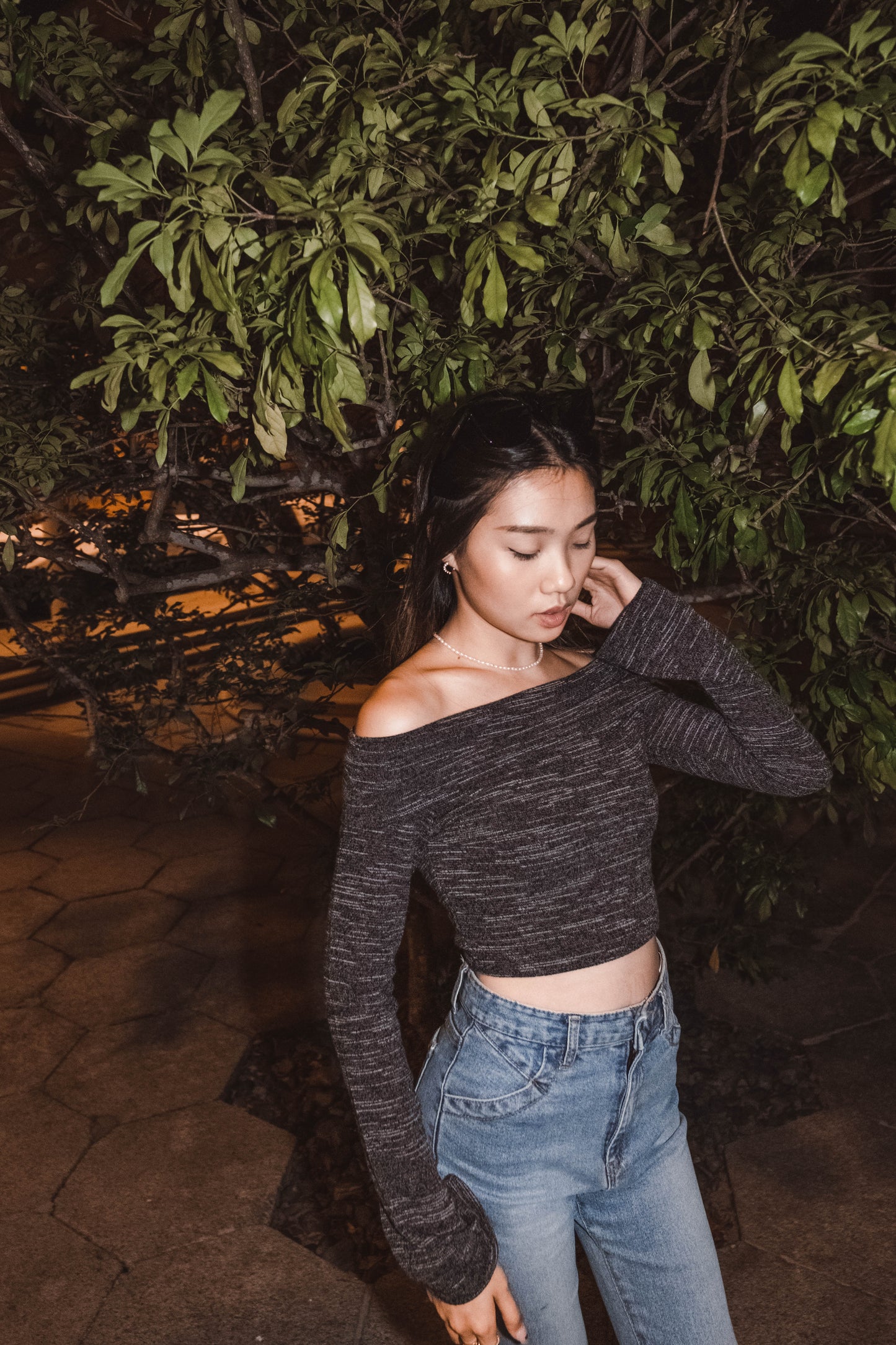 [ 氣質 get~ 混針針織一字膊 ] Low Key Off Shoulder Long Sleeve Top