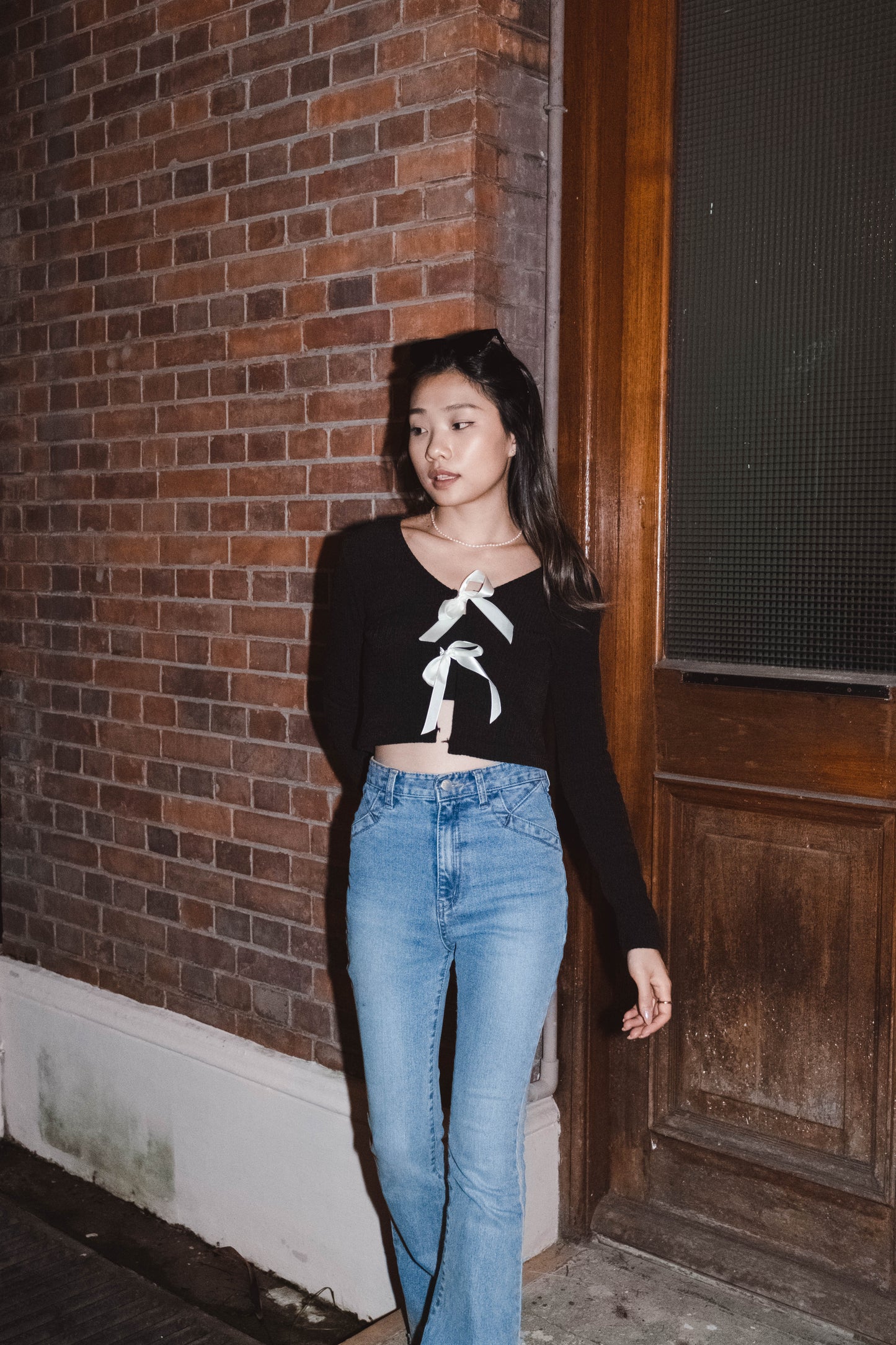 [ 回頭率UP! 絲帶蝴蝶結 top! ] Double Ribbon Long Sleeve Top