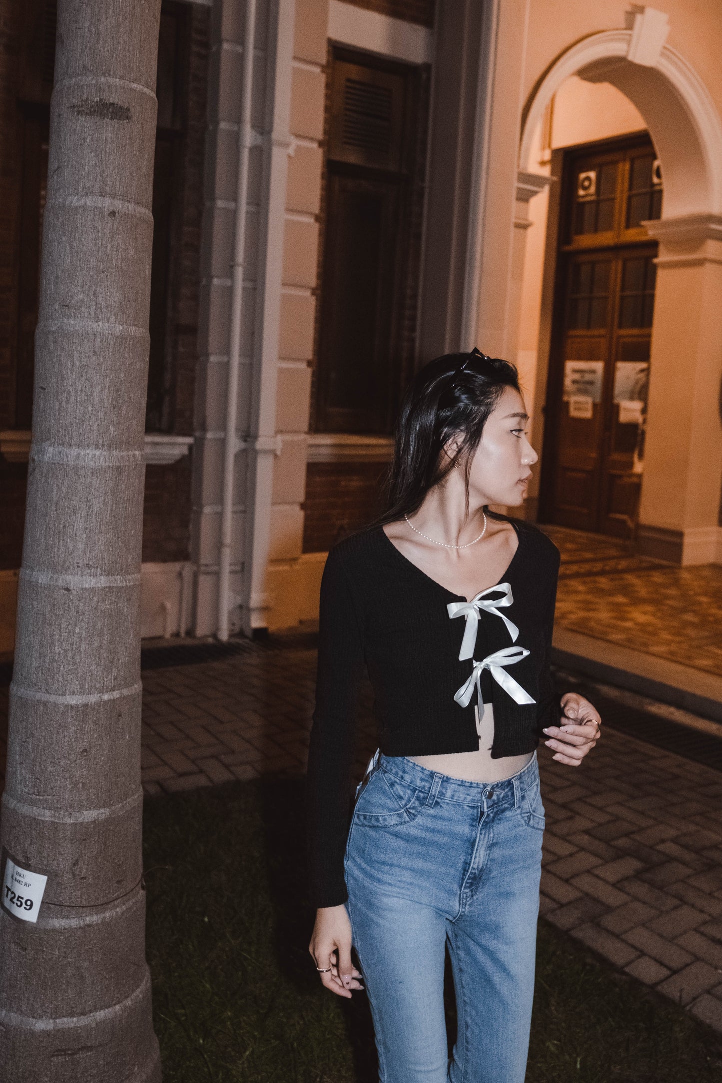[ 回頭率UP! 絲帶蝴蝶結 top! ] Double Ribbon Long Sleeve Top