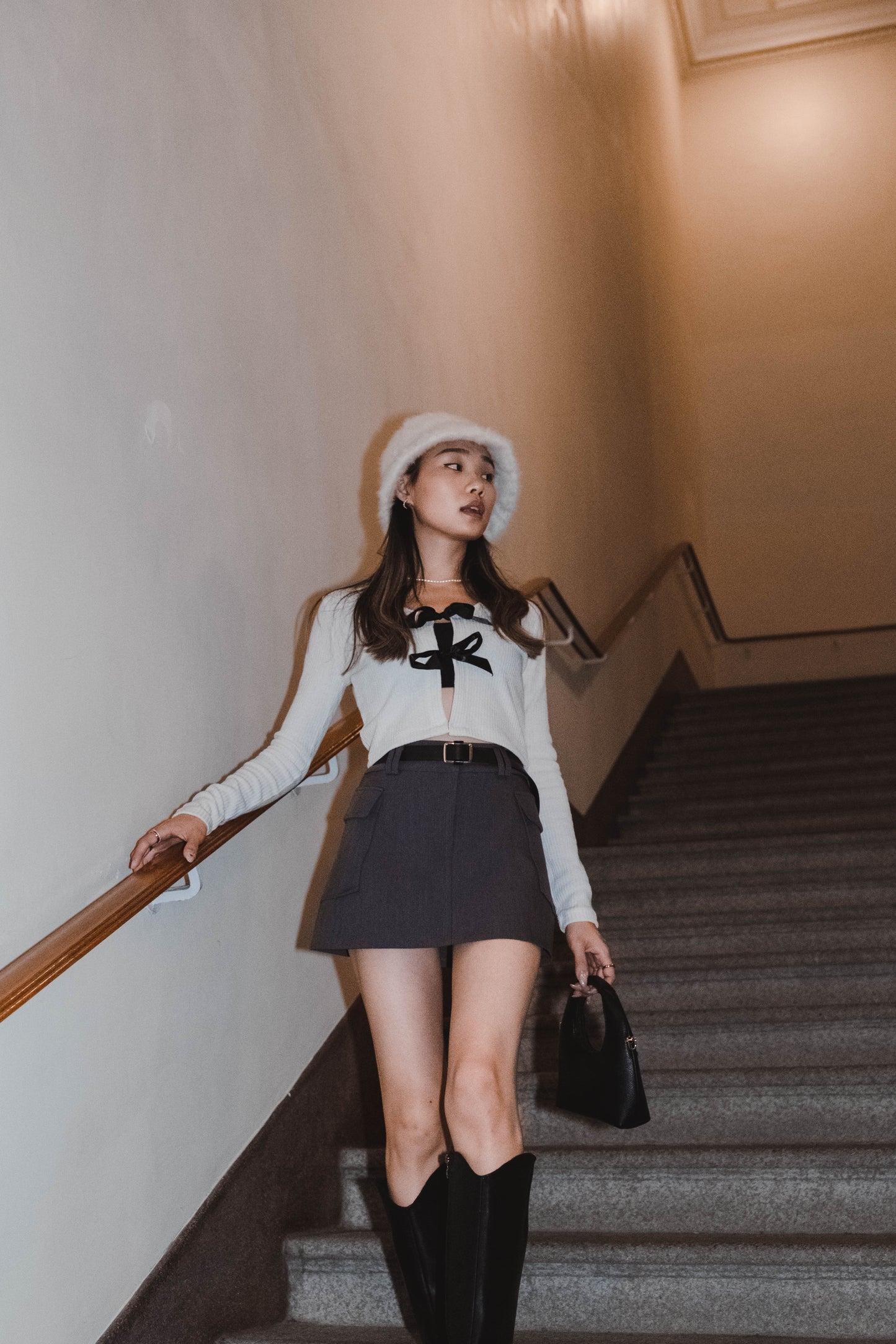 [ 回頭率UP! 絲帶蝴蝶結 top! ] Double Ribbon Long Sleeve Top