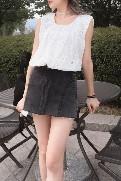 [ 韓國連線 🇰🇷 清涼感~ 波點泡泡 top ]  Dot Dot Bubble Top - White