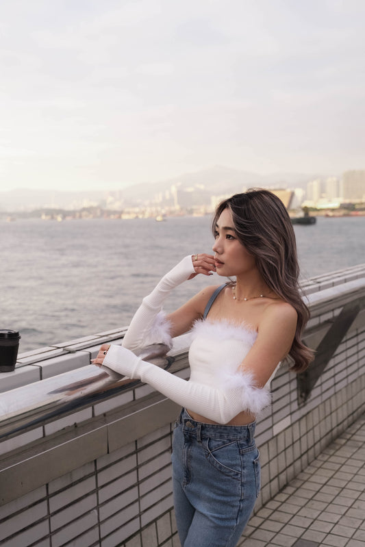 [ 性感甜美毛毛top~] Little Fairy Mo Mo Top - White