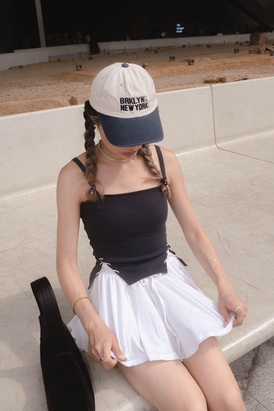 [ 韓國連線 🇰🇷 修腰綁繩背心 ! ] Mummy Tie Up Tank - Navy