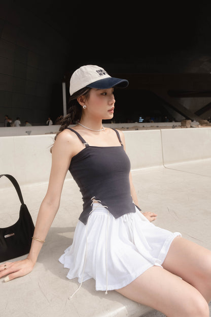 [ 韓國連線 🇰🇷 修腰綁繩背心 ! ] Mummy Tie Up Tank - Navy
