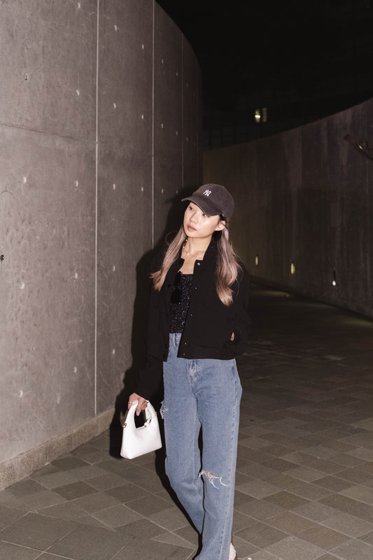 [ 基礎款飛機褸! ] Black Cat Bomber Jacket