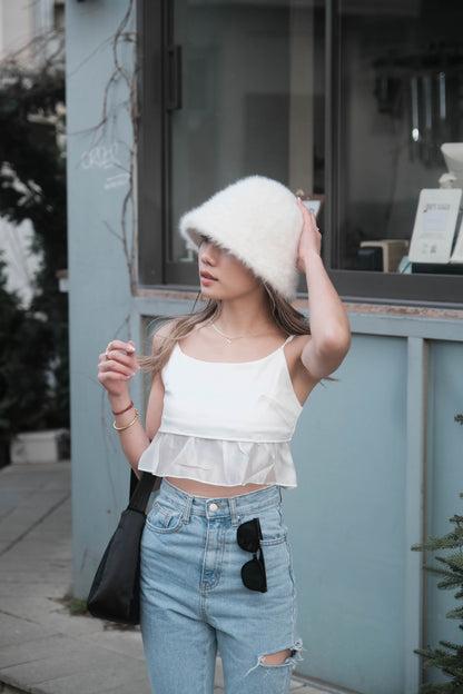 [ 韓國連線 🇰🇷 夏日必備飄飄吊帶~ ] Silky Ruffle Cami Mini Top