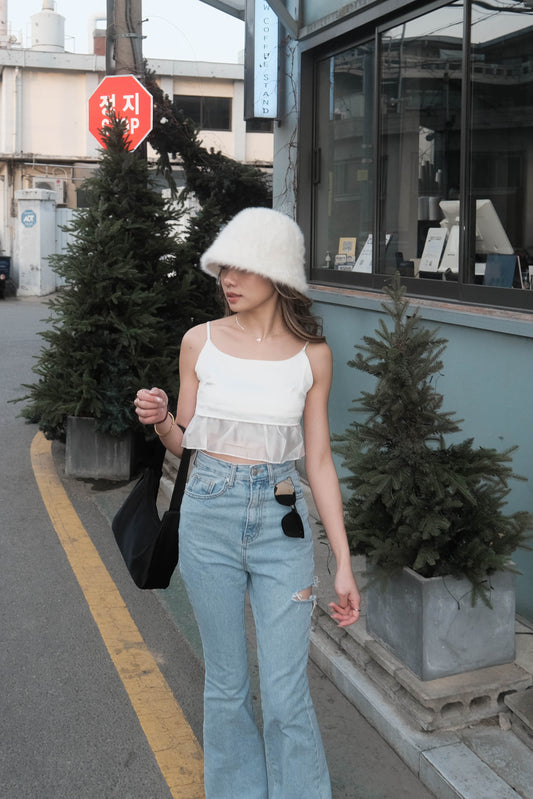 [ 韓國連線 🇰🇷 夏日必備飄飄吊帶~ ] Silky Ruffle Cami Mini Top