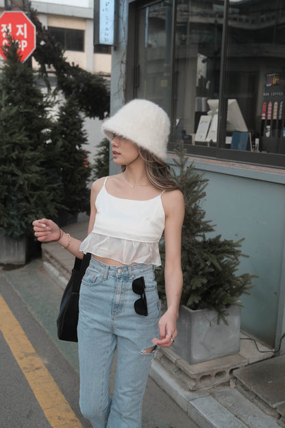 [ 韓國連線 🇰🇷 夏日必備飄飄吊帶~ ] Silky Ruffle Cami Mini Top