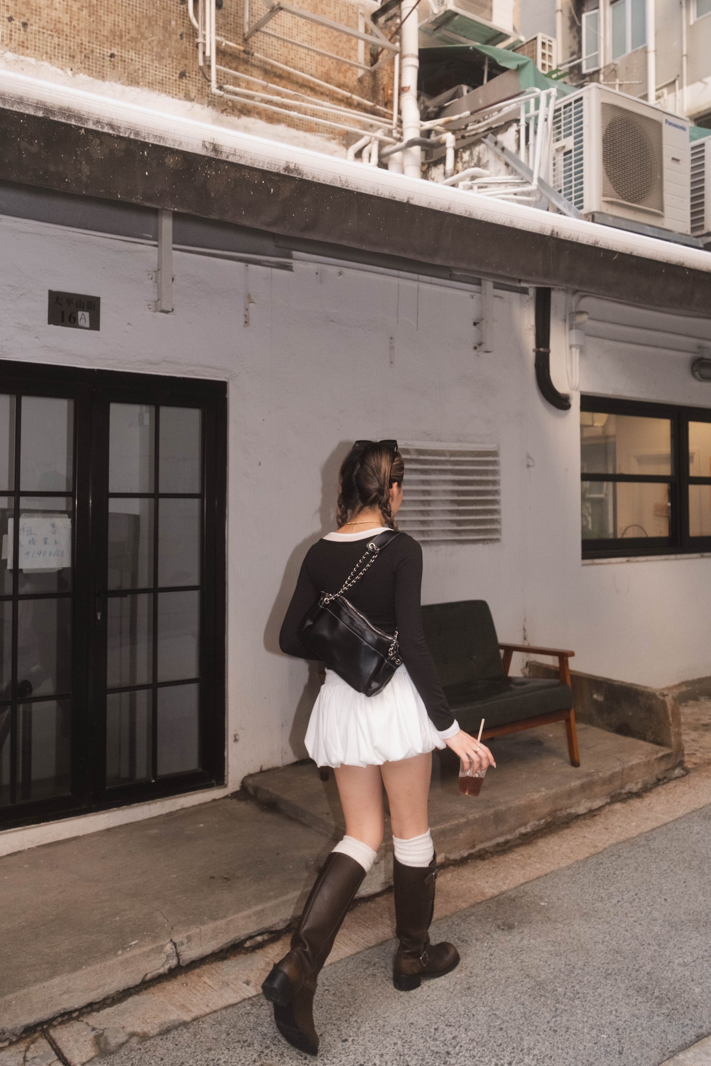 [ 有驚喜! 假兩件簡約 Top ] Long Sleeve Layering Tee - Black