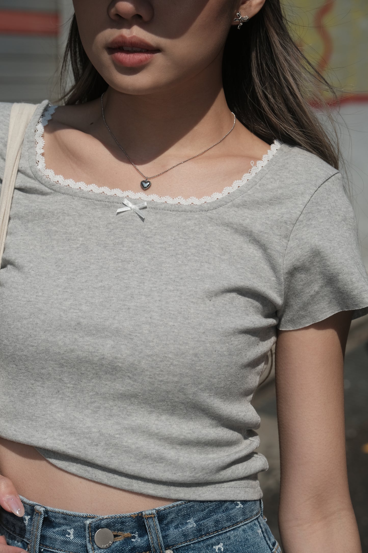 [ 韓國連線 🇰🇷 小甜美~ lace 邊短袖 tee  ] Sugar Candy Square Neck Lace Top - 3 colours