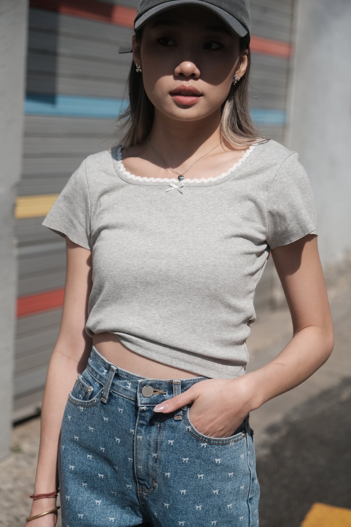 [ 韓國連線 🇰🇷 小甜美~ lace 邊短袖 tee  ] Sugar Candy Square Neck Lace Top - 3 colours